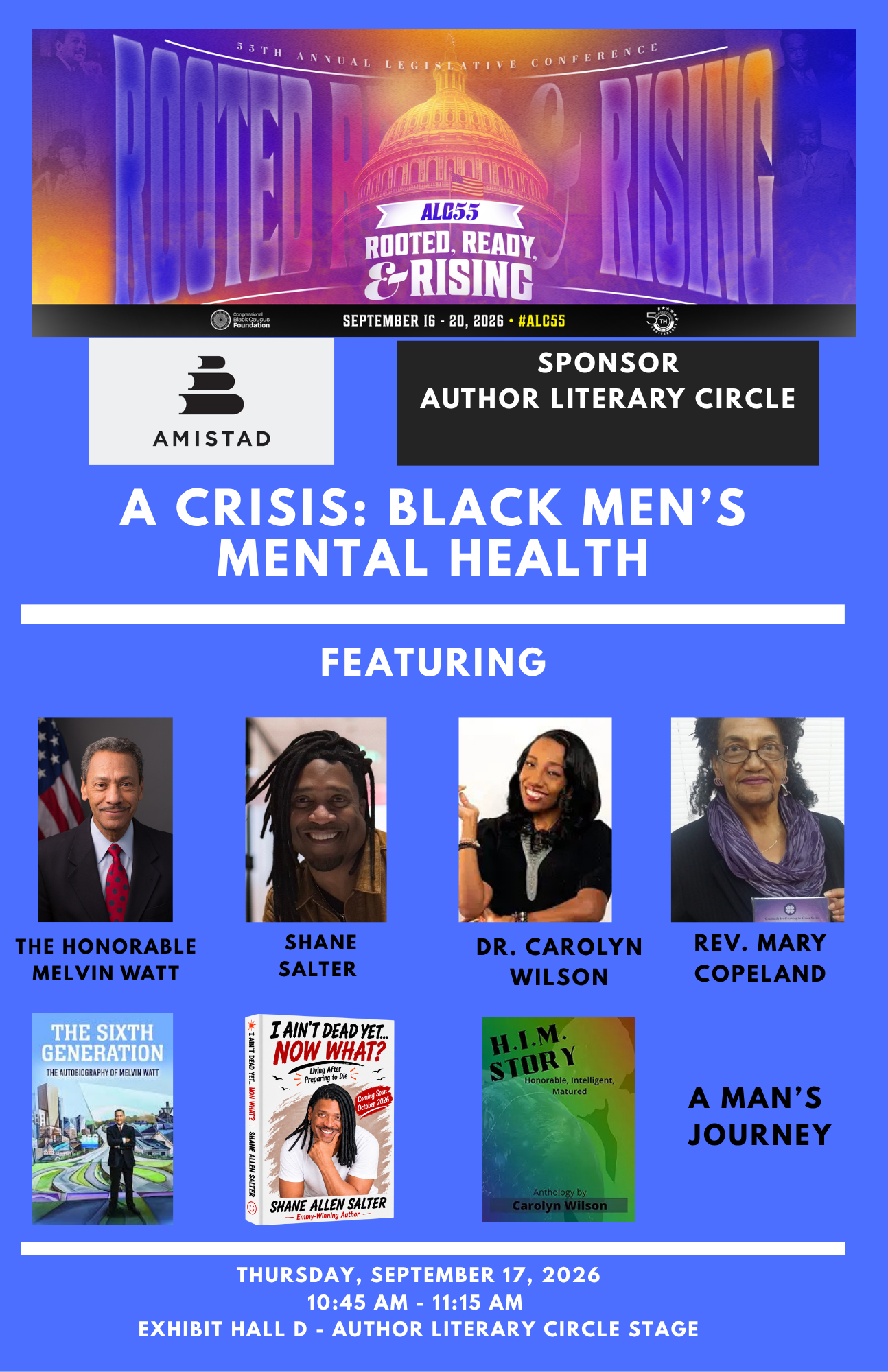 CBCF 55th Annual Legislative Conference — A Crisis: Black Men's Mental Health panel featuring Shane Salter, September 17, 2026
